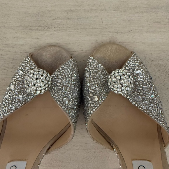 Jimmy Choo Nude Suede Sandals with Hotfix Crystals and sphere detail - Picture 5 of 16